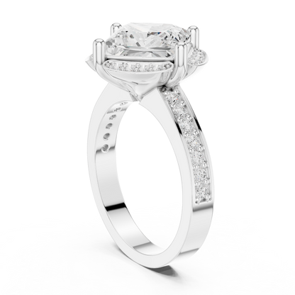 Princess Lab Grown Diamond Engagement Ring With Side Pave