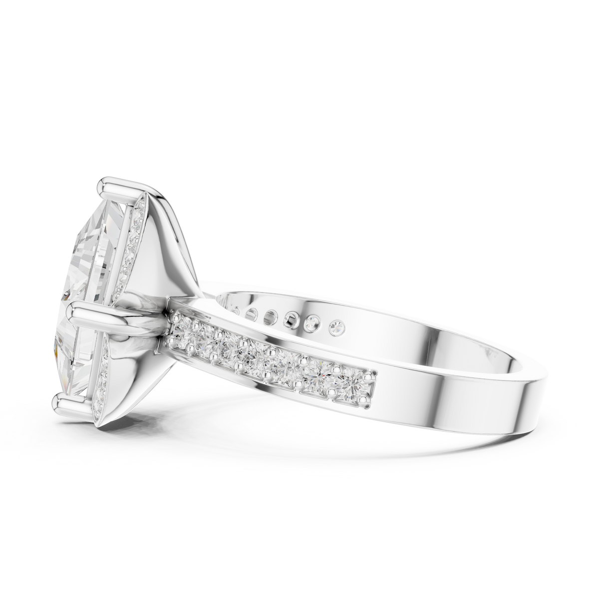 princess lab grown diamond engagement ring with side pave
