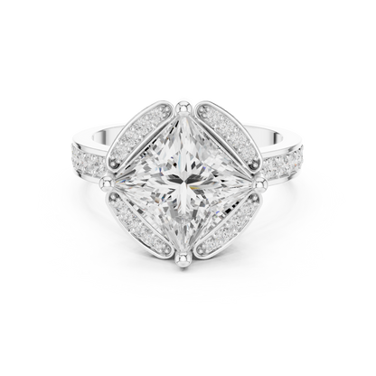 Princess Lab Grown Diamond Engagement Ring With Side Pave