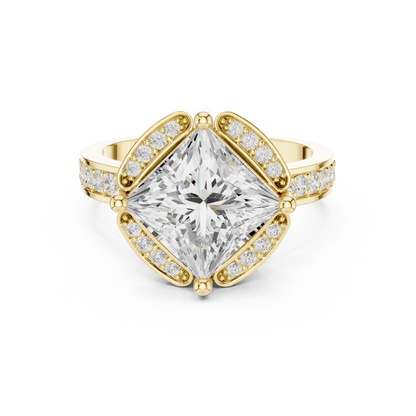 Princess Lab Grown Diamond Engagement Ring With Side Pave
