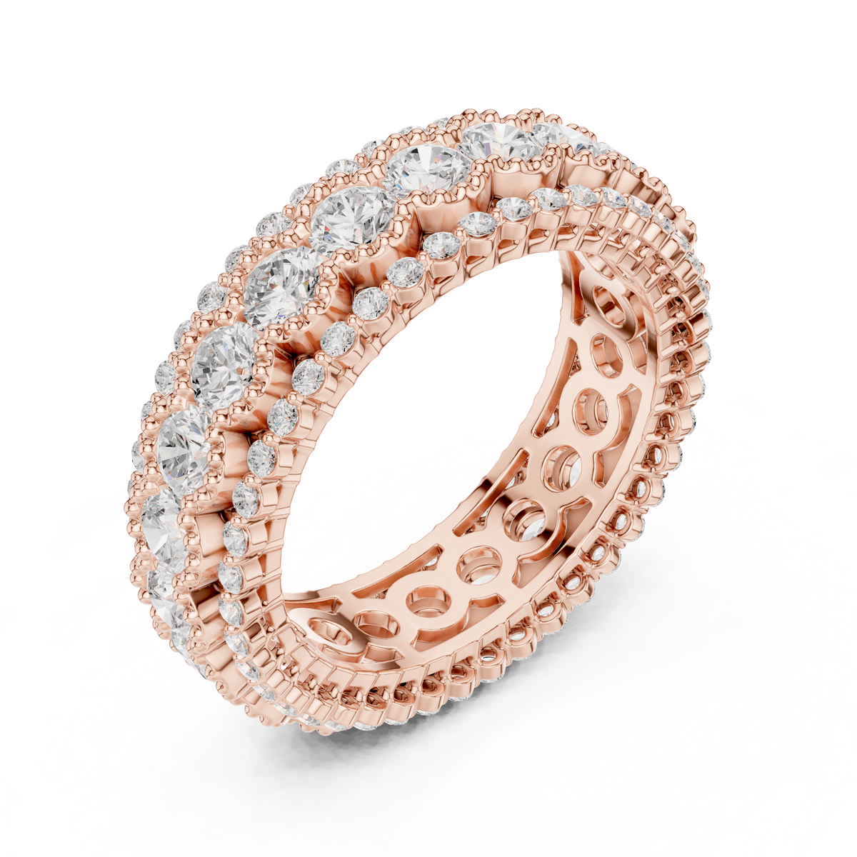 triple row diamond eternity ring