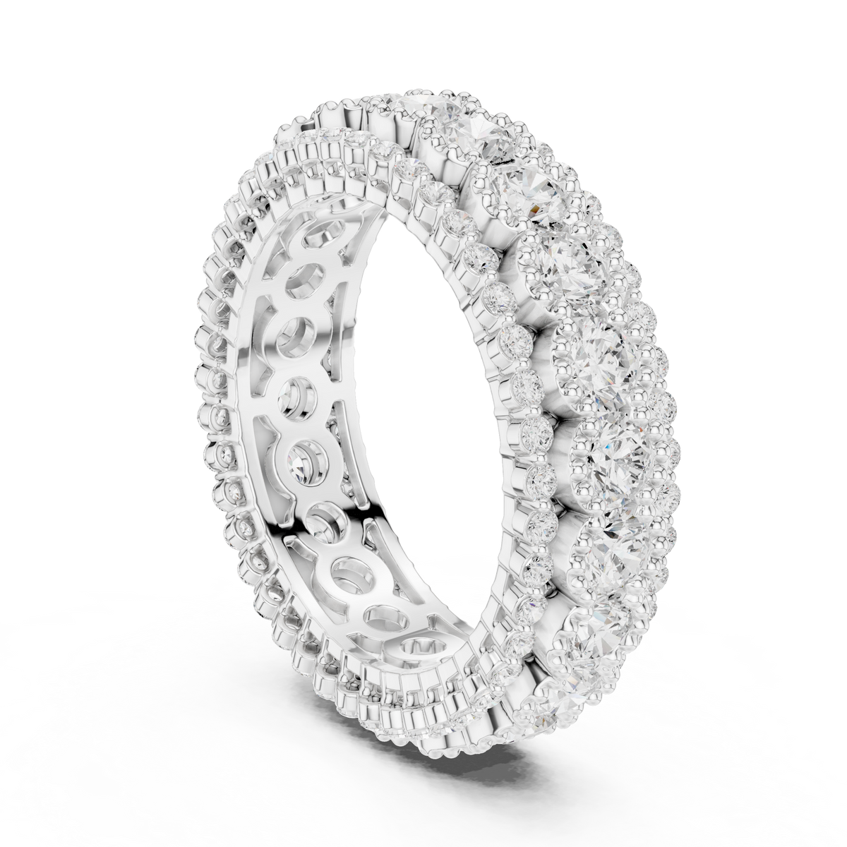 triple row diamond eternity ring