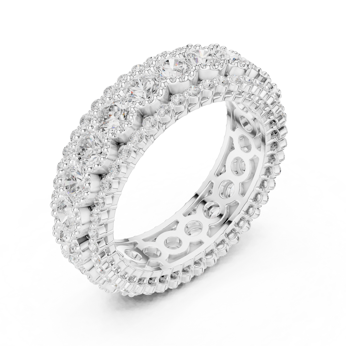 triple row diamond eternity ring