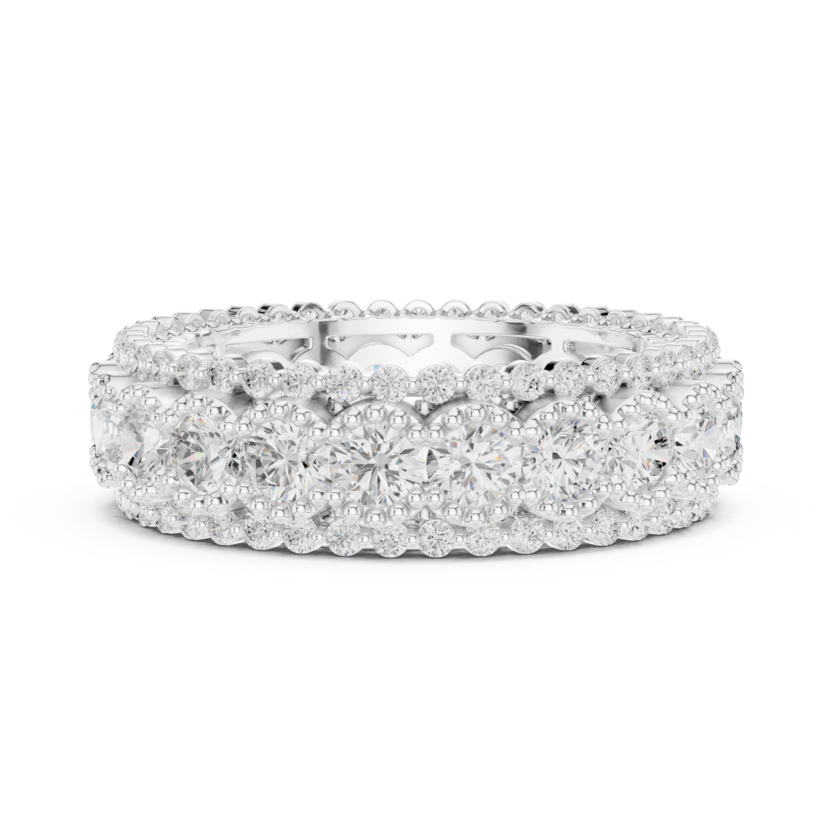 triple row diamond eternity ring