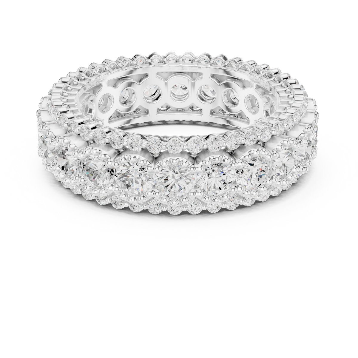 triple row diamond eternity ring