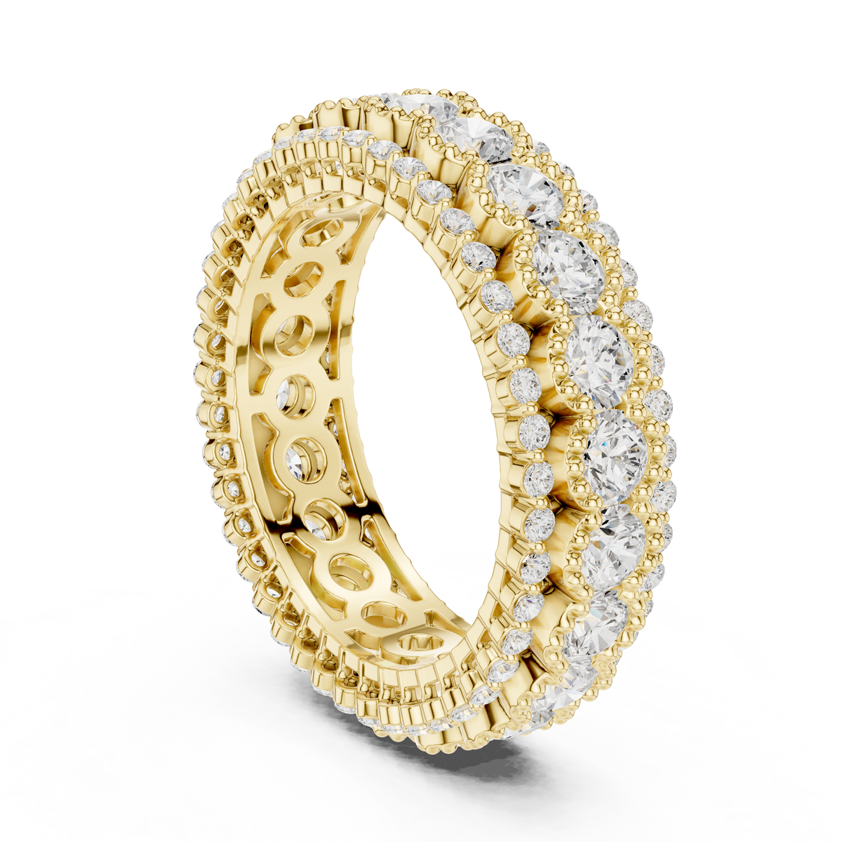 triple row diamond eternity ring