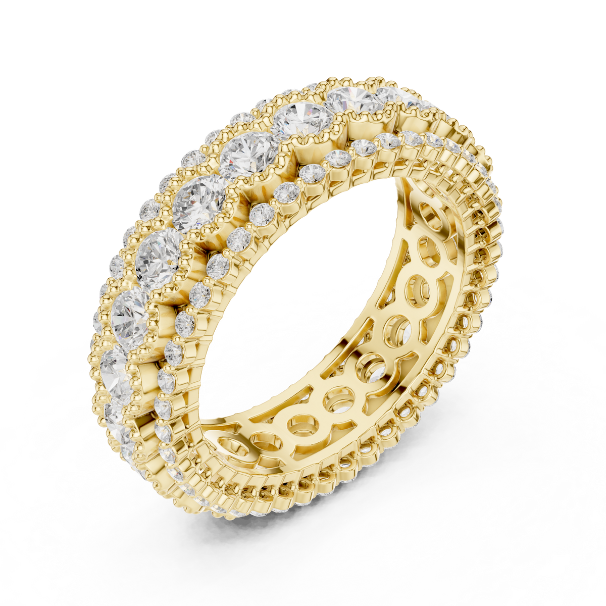 triple row diamond eternity ring