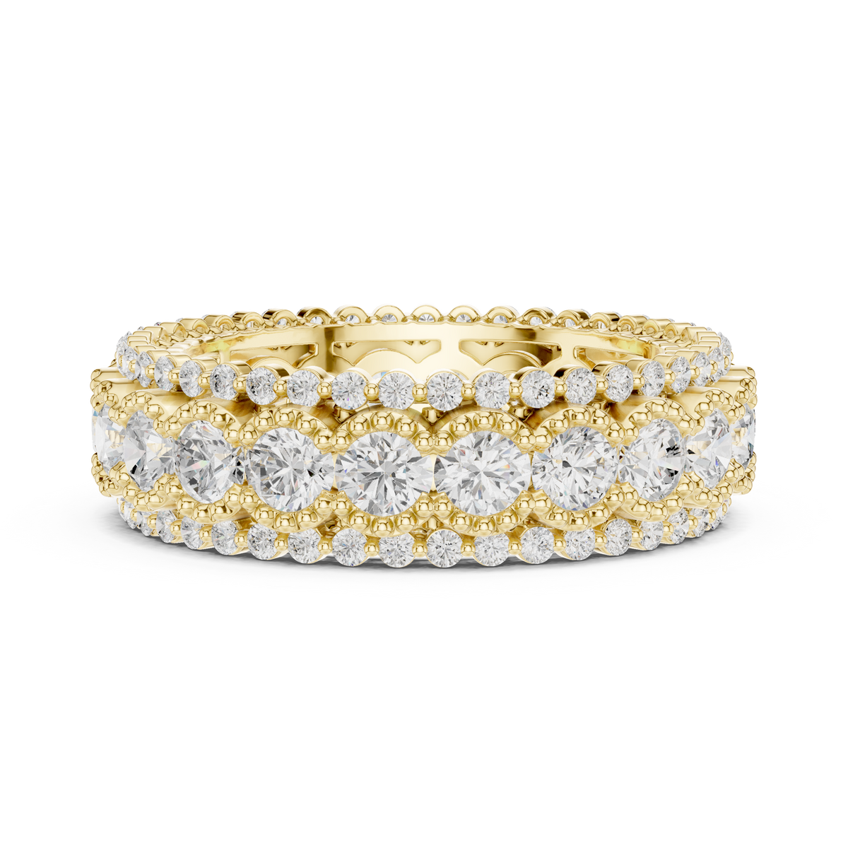 triple row diamond eternity ring