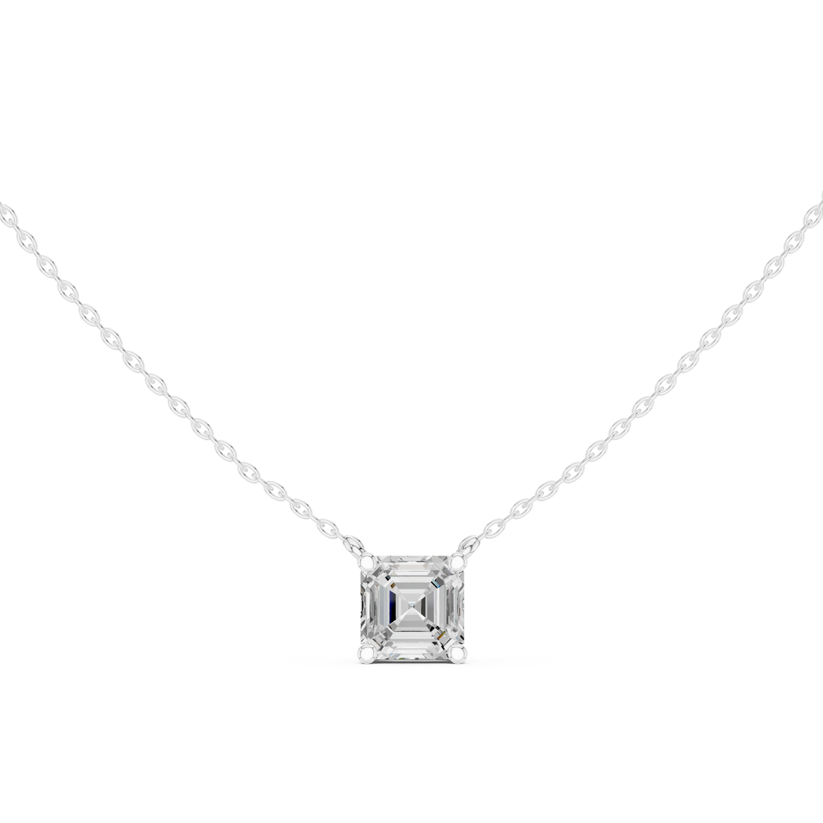 basket asscher diamond pendant necklace