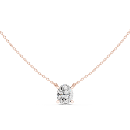 Basket Oval Diamond Pendant Necklace
