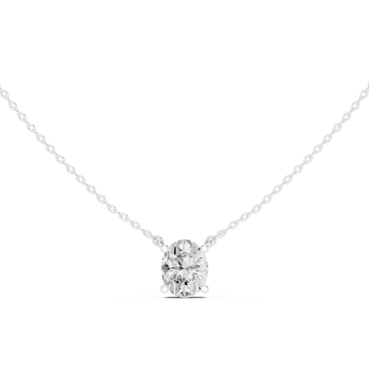 Basket Oval Diamond Pendant Necklace