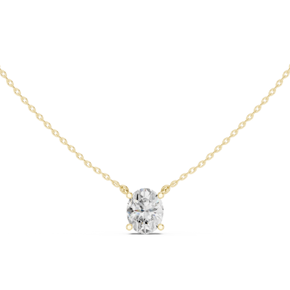 Basket Oval Diamond Pendant Necklace