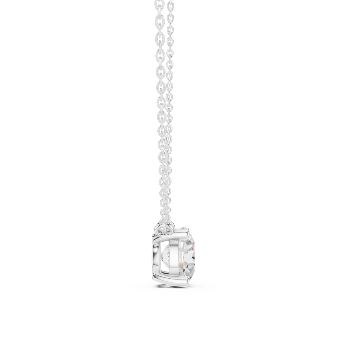 basket round diamond pendant necklace