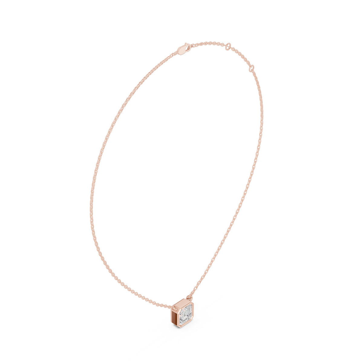 bezel asscher diamond pendant necklace