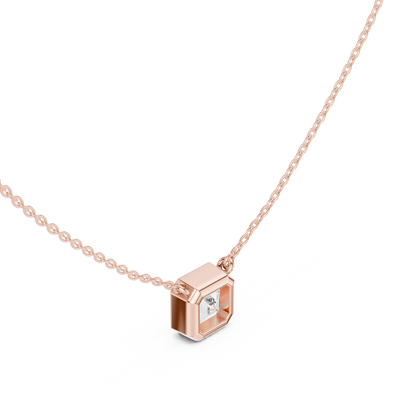Bezel Asscher Diamond Pendant Necklace