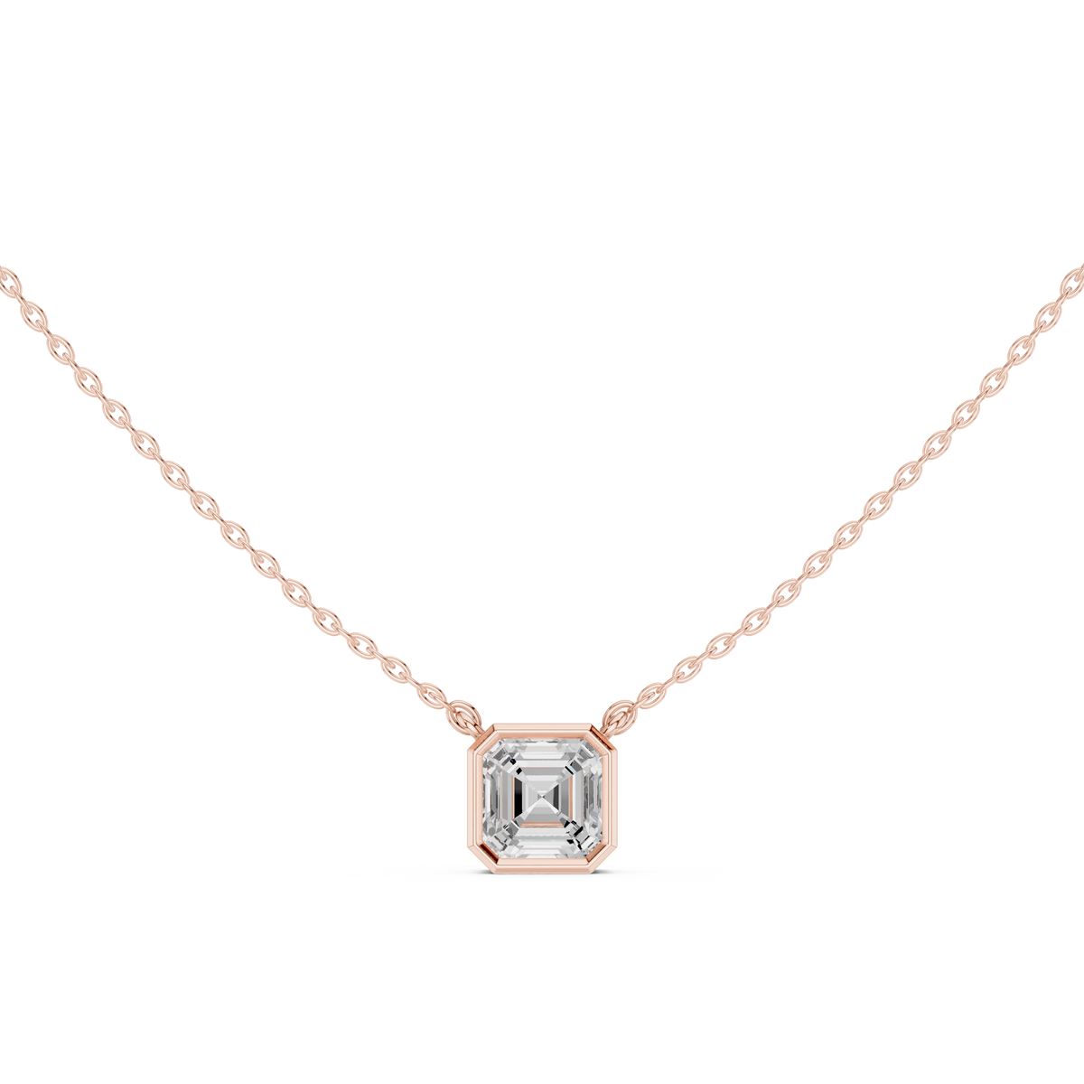 bezel asscher diamond pendant necklace