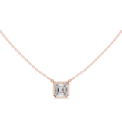 Bezel Asscher Diamond Pendant Necklace