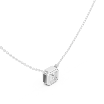 Bezel Asscher Diamond Pendant Necklace