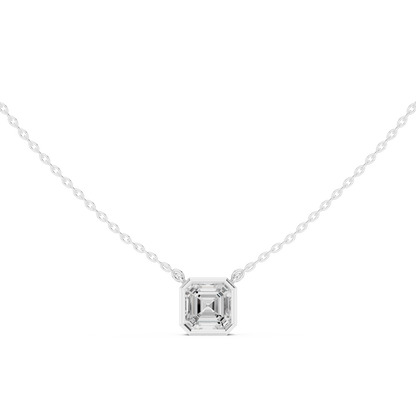 Bezel Asscher Diamond Pendant Necklace