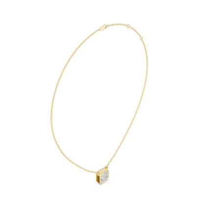 Bezel Asscher Diamond Pendant Necklace