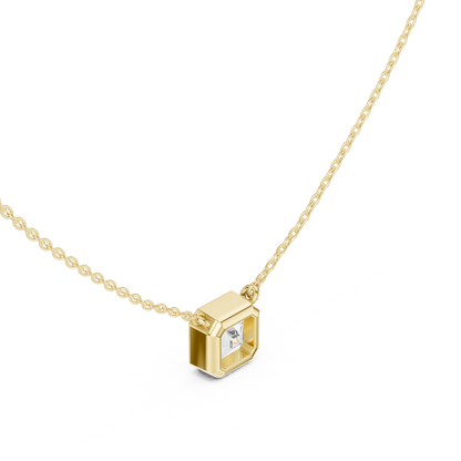 Bezel Asscher Diamond Pendant Necklace