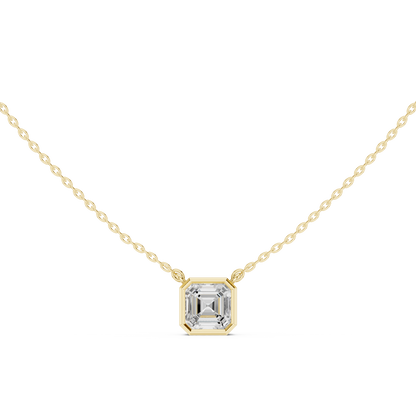 Bezel Asscher Diamond Pendant Necklace