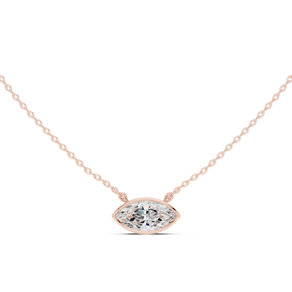 bezel marquise diamond pendant necklace