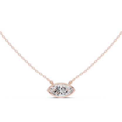 Bezel Marquise Diamond Pendant Necklace