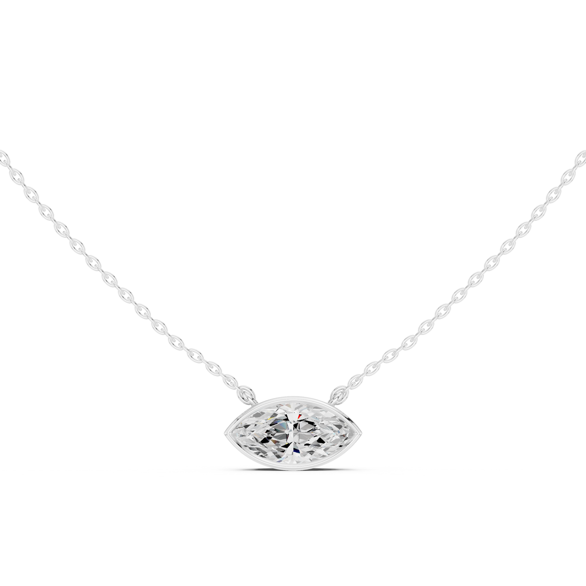 bezel marquise diamond pendant necklace