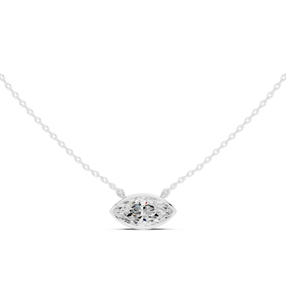 Bezel Marquise Diamond Pendant Necklace