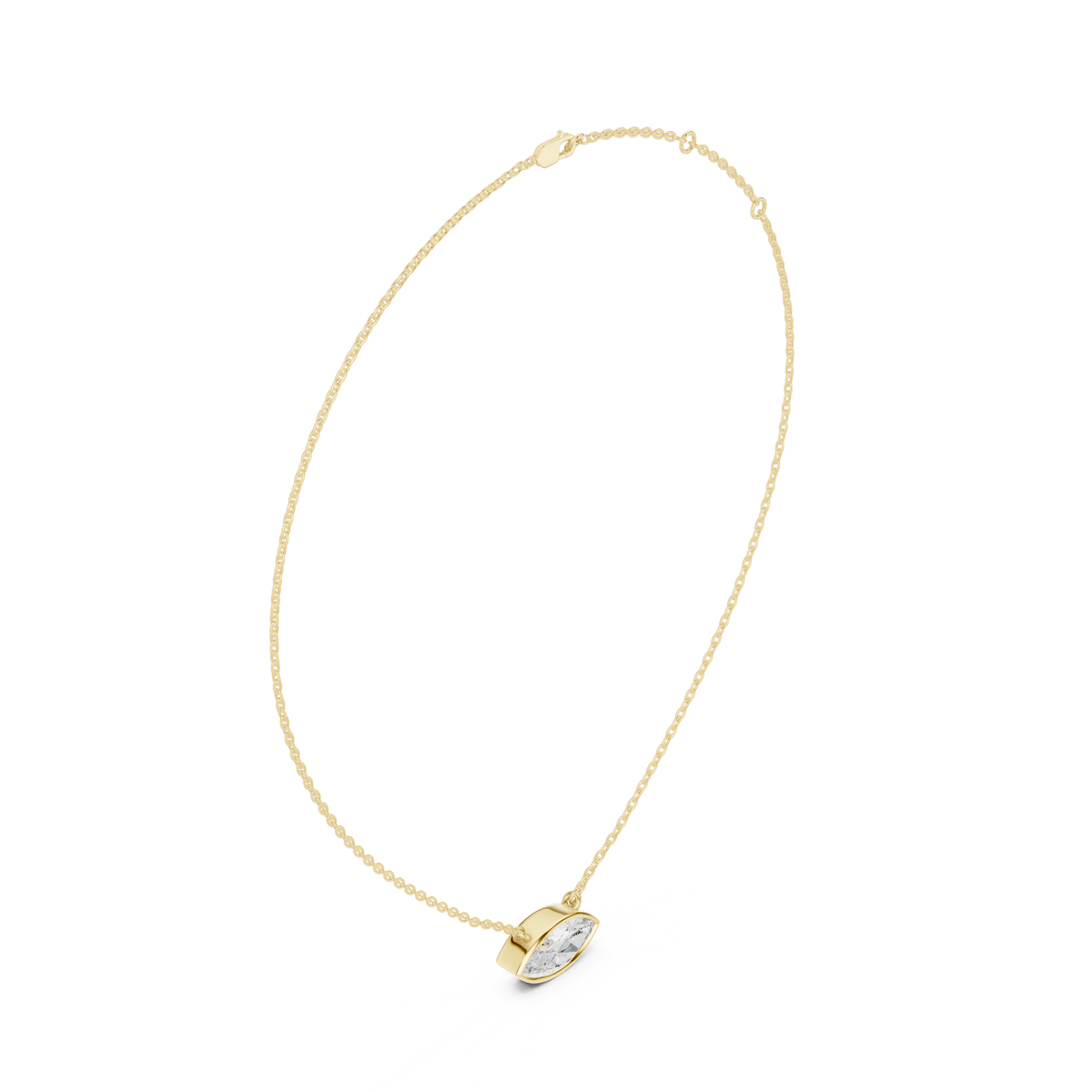 bezel marquise diamond pendant necklace