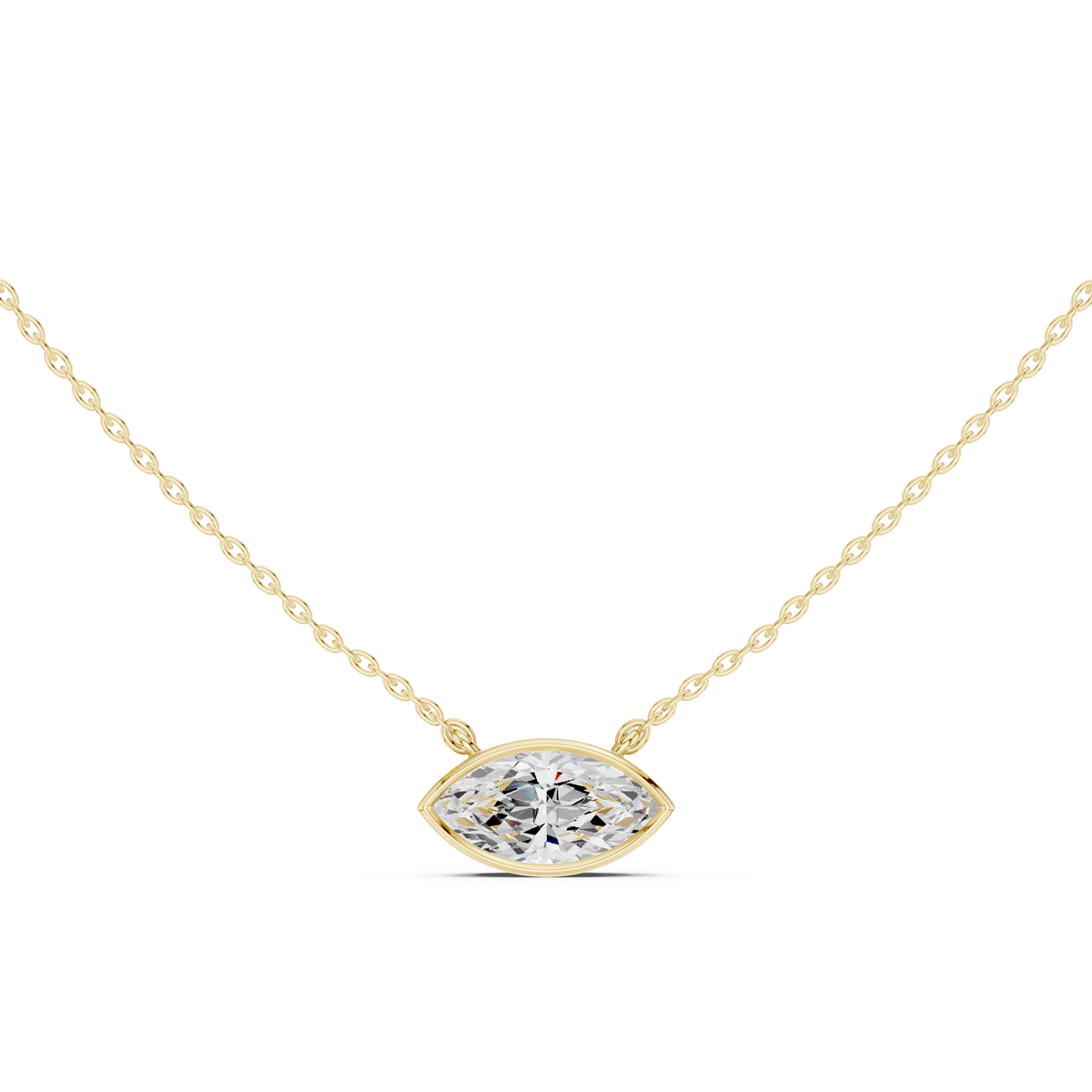 bezel marquise diamond pendant necklace