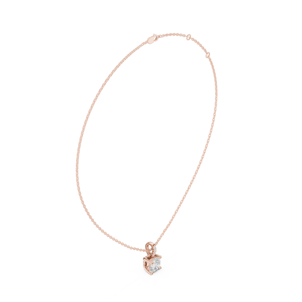 cushion diamond pendant necklace
