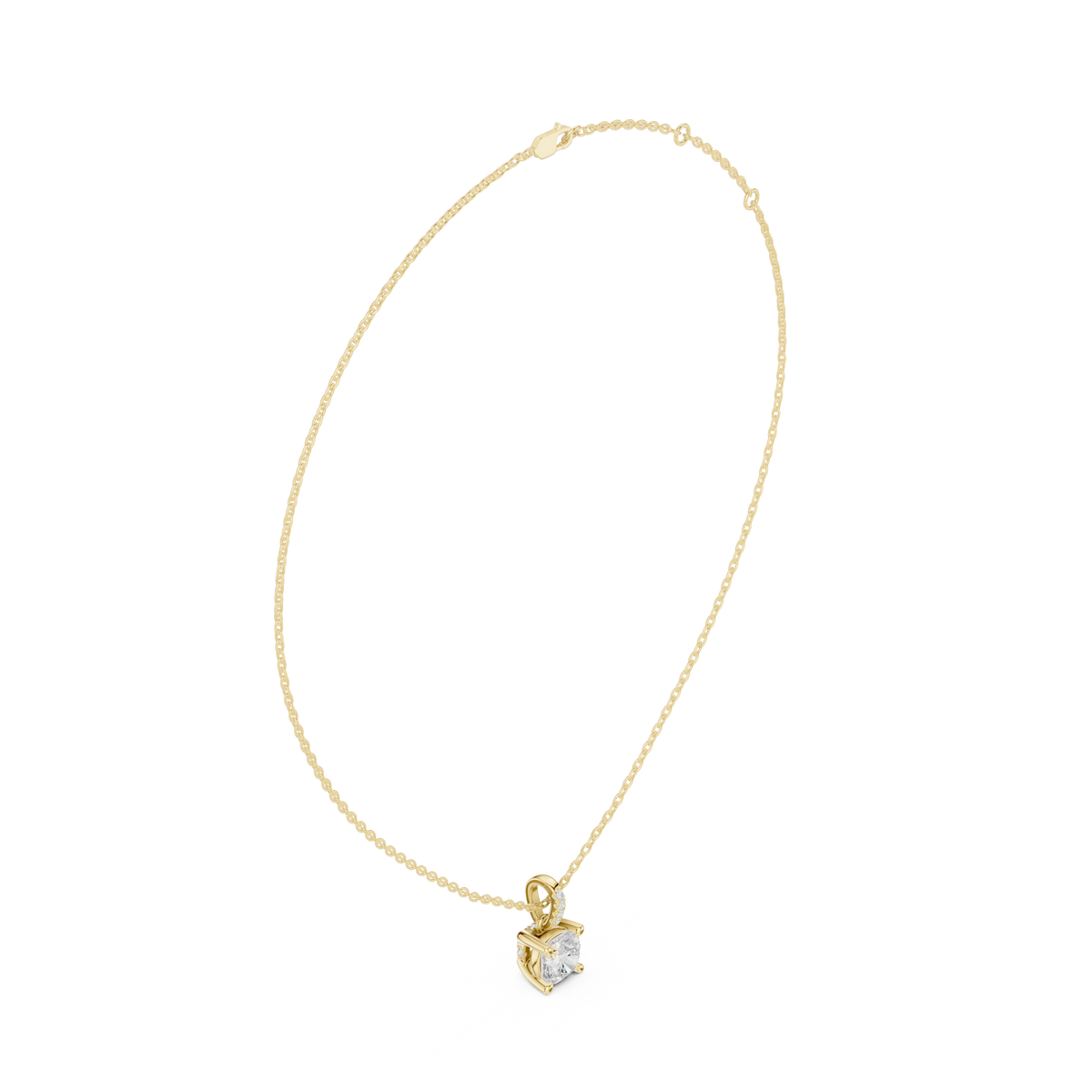 cushion diamond pendant necklace