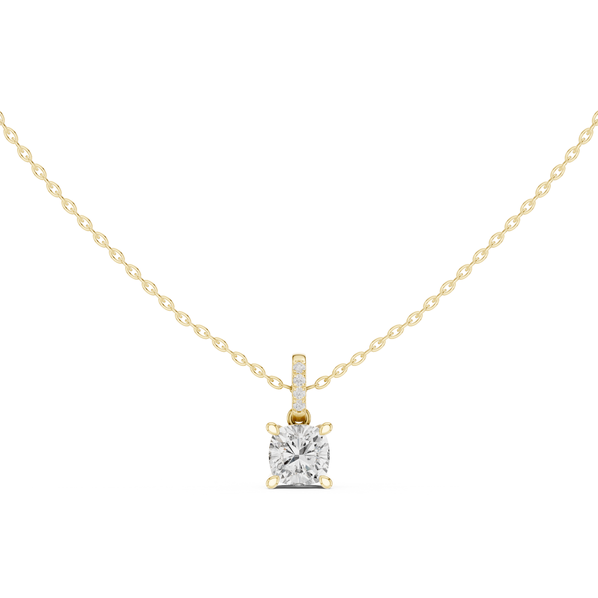 cushion diamond pendant necklace