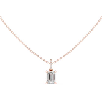 Emerald Solitaire Pendant Necklace