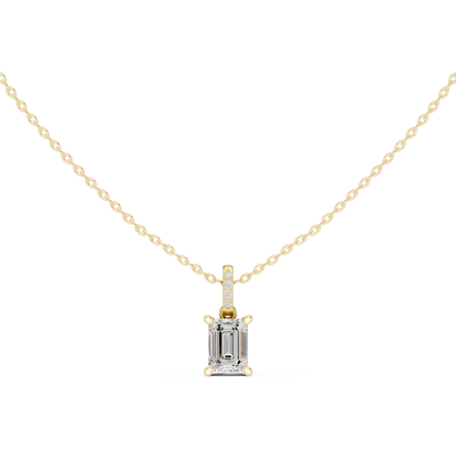 Emerald Solitaire Pendant Necklace