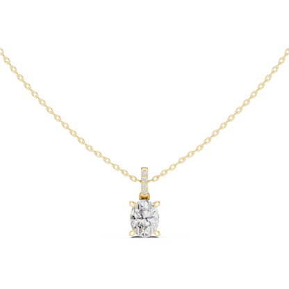 Oval Diamond Pendant Necklace