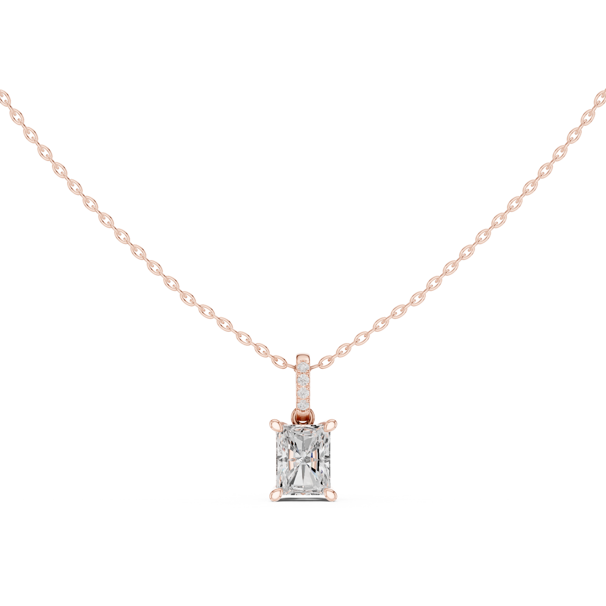 radiant diamond pendant necklace