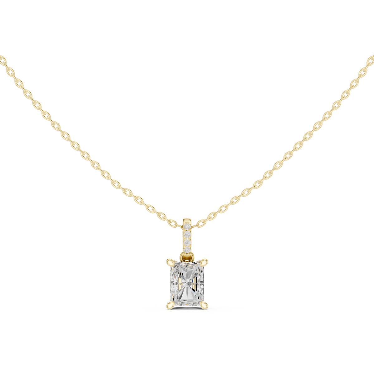 radiant diamond pendant necklace