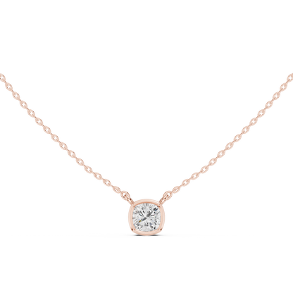 Bezel Cushion Diamond Pendant Necklace