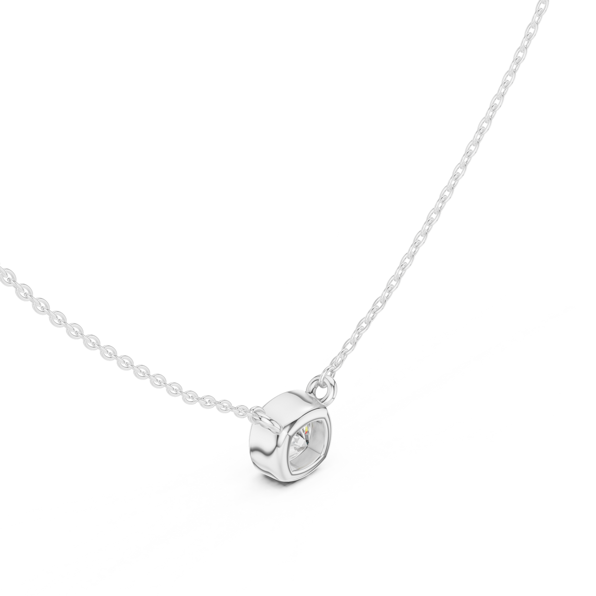 bezel cushion diamond pendant necklace