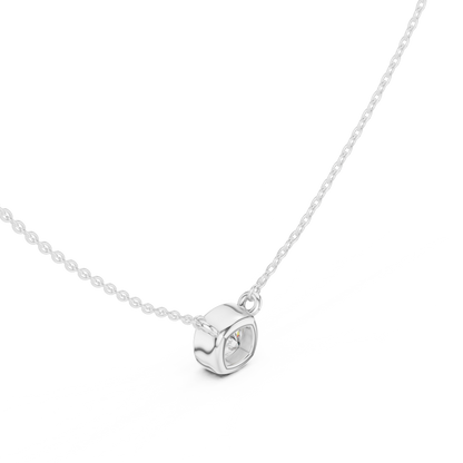 Bezel Cushion Diamond Pendant Necklace