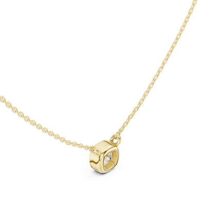 Bezel Cushion Diamond Pendant Necklace