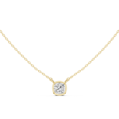 Bezel Cushion Diamond Pendant Necklace