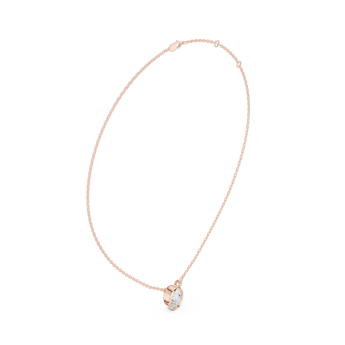 bezel oval diamond pendant necklace