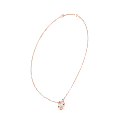 Bezel Oval Diamond Pendant Necklace