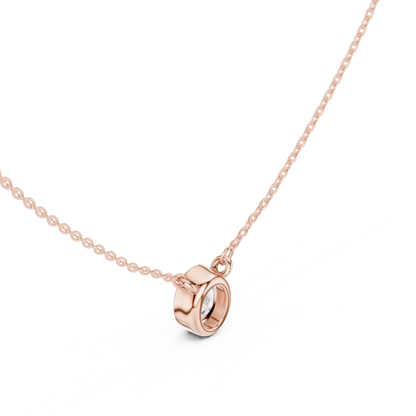Bezel Oval Diamond Pendant Necklace