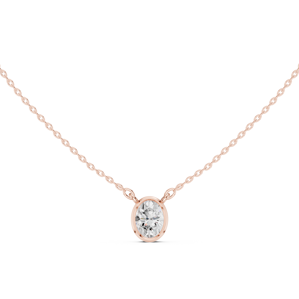 bezel oval diamond pendant necklace