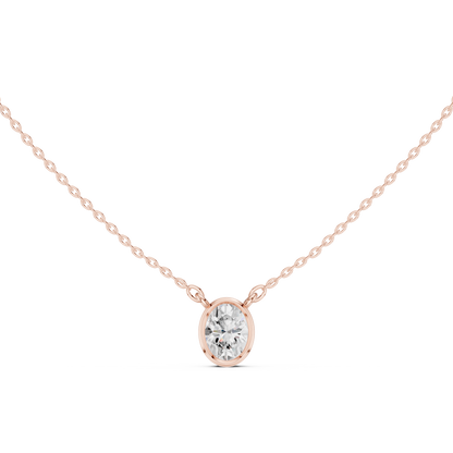 Bezel Oval Diamond Pendant Necklace